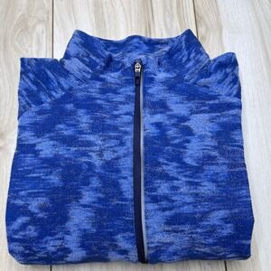 Lululemon Surge 1/4 Zip Data Rush Jacquard Chambray Blue Men Size Large